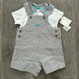 Little Me car shortalls and polo shirt combo
